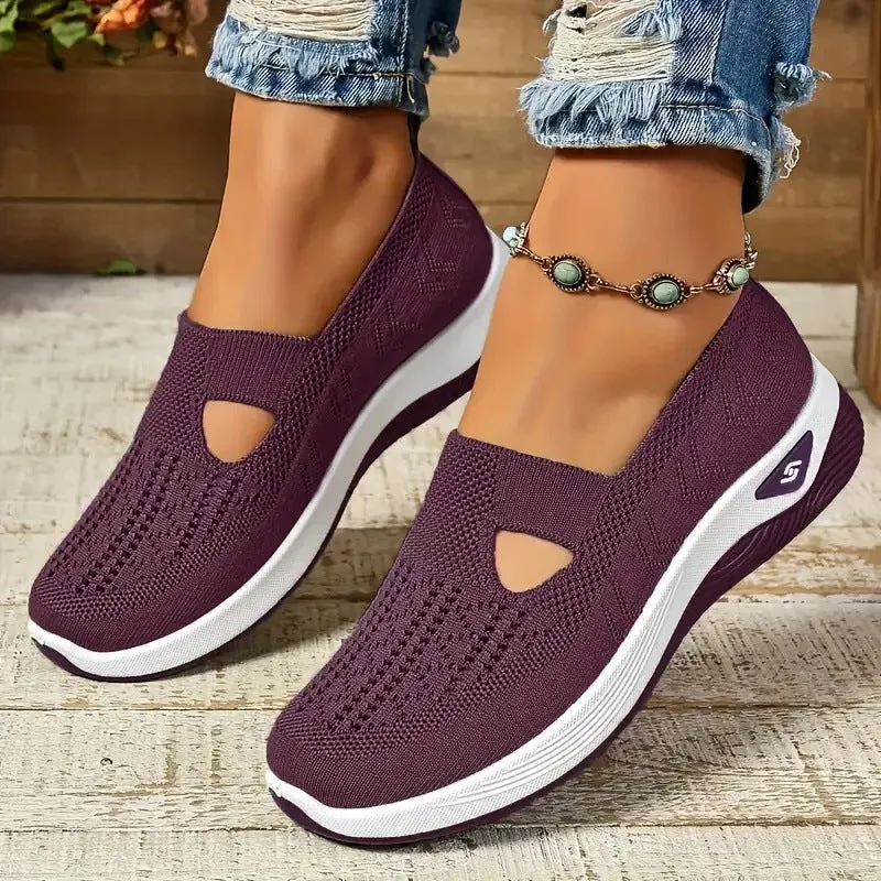 Women's Size Comfortable Cloth Slip-on Fly Woven Casual Shoes