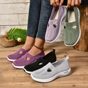 Women's Size Comfortable Cloth Slip-on Fly Woven Casual Shoes