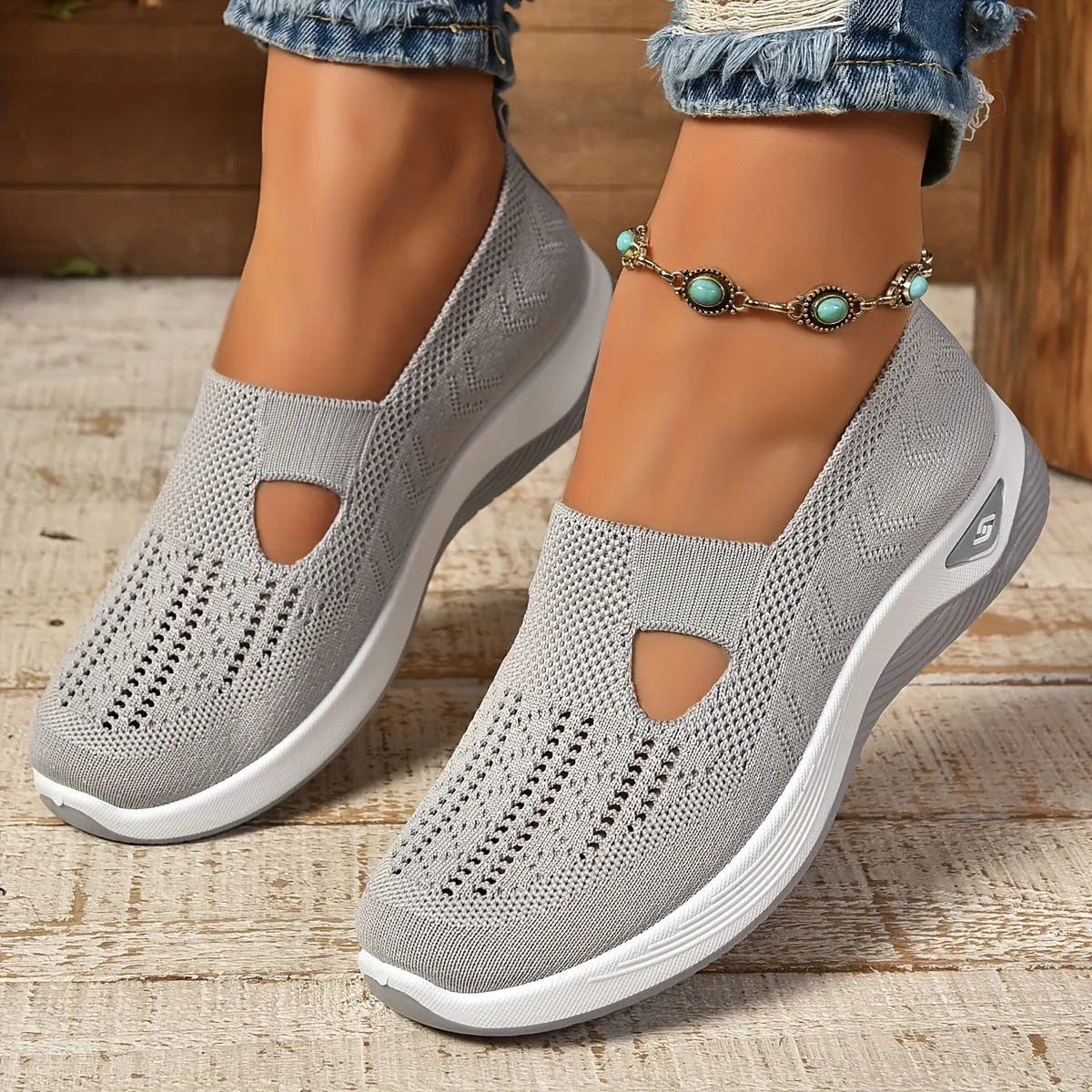 Women's Size Comfortable Cloth Slip-on Fly Woven Casual Shoes