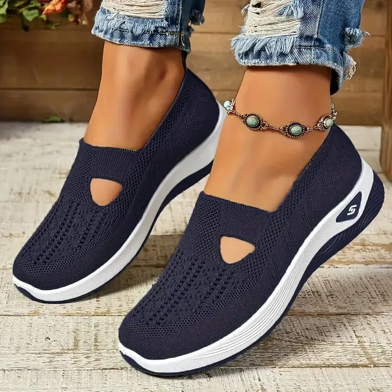 Women's Size Comfortable Cloth Slip-on Fly Woven Casual Shoes
