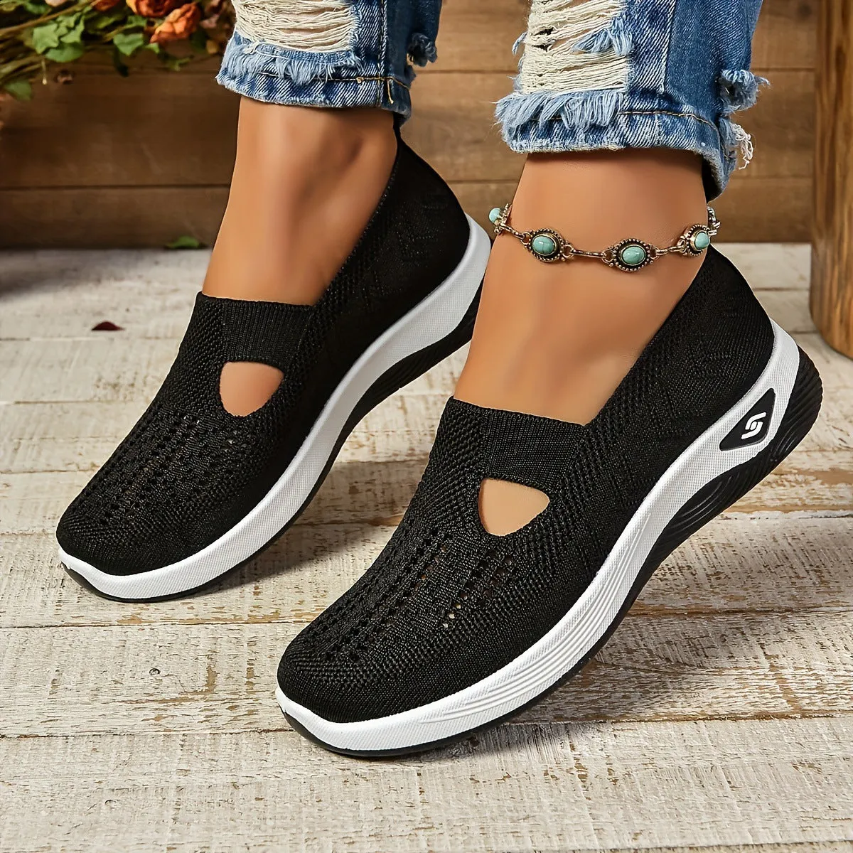 Women's Size Comfortable Cloth Slip-on Fly Woven Casual Shoes