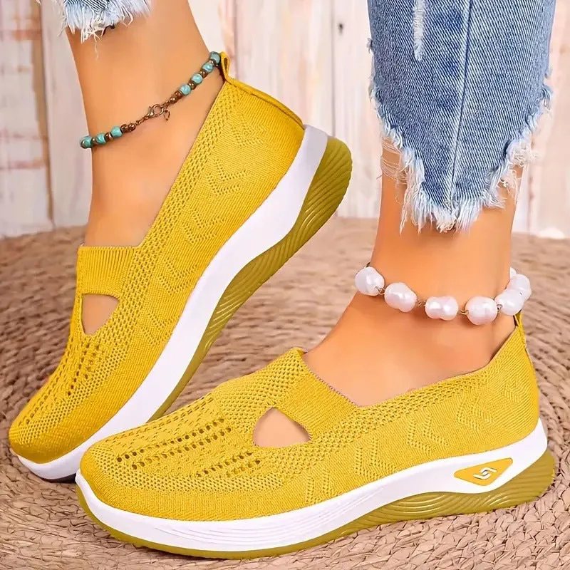 Women's Size Comfortable Cloth Slip-on Fly Woven Casual Shoes