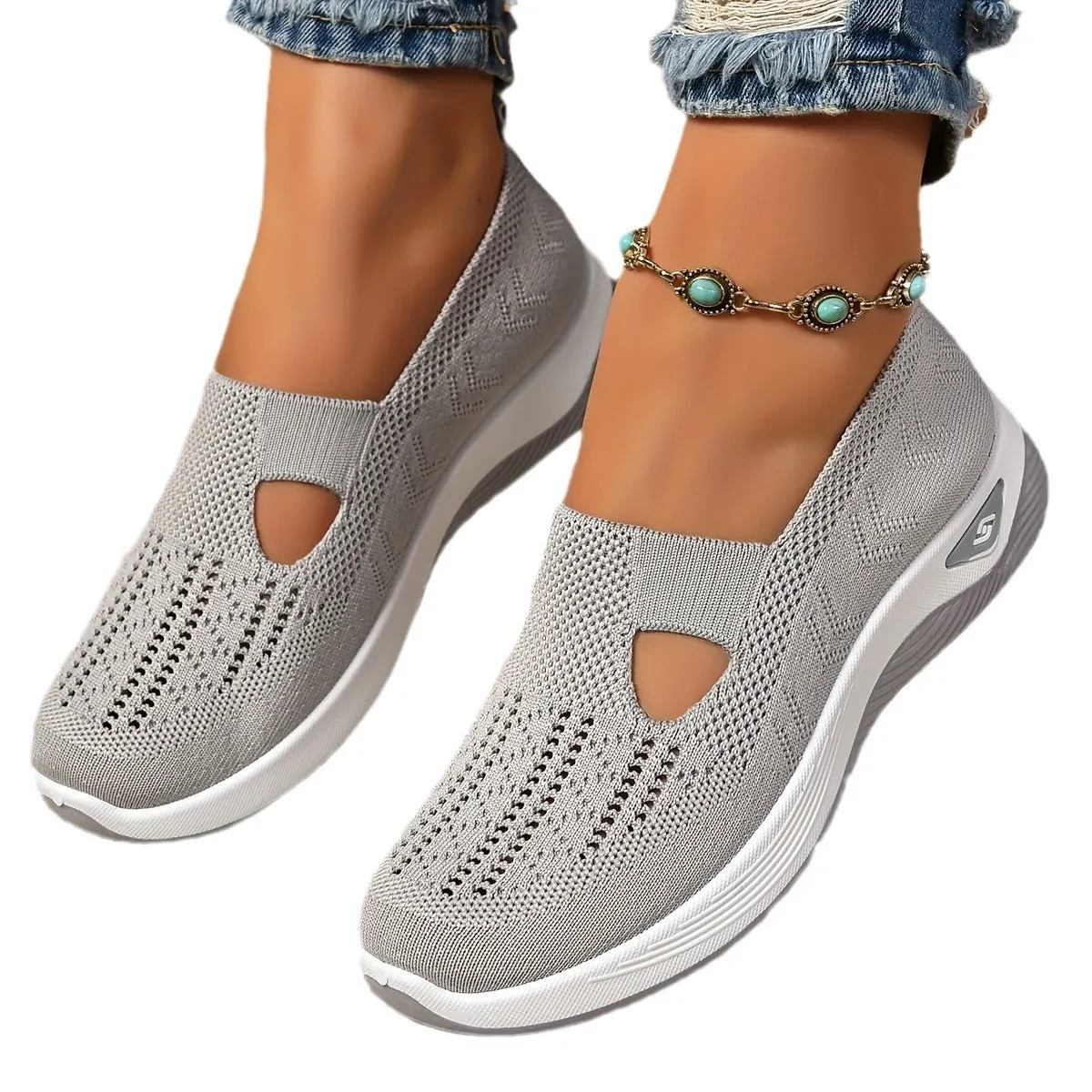 Women's Size Comfortable Cloth Slip-on Fly Woven Casual Shoes