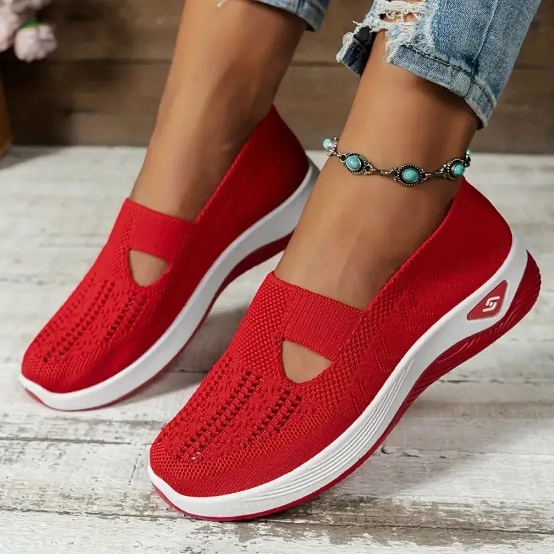 Women's Size Comfortable Cloth Slip-on Fly Woven Casual Shoes