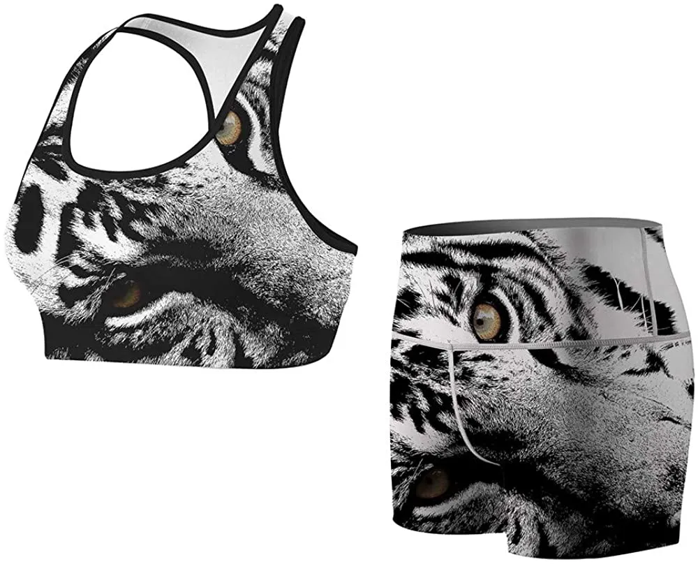 Women's White Tiger Compression Shorts Fight Shorts