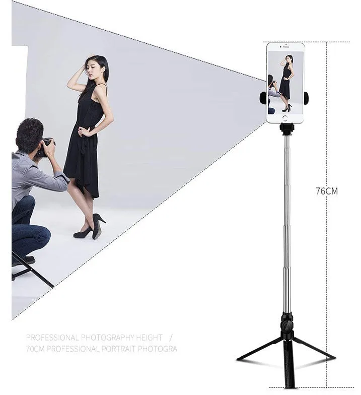 XT09 Tripod Stand Extendable 360?? Rotation Self-timer Bluetooth Selfie Stick Monopod Foldable Live XT10 Mobile Phone Bracket XT09 green