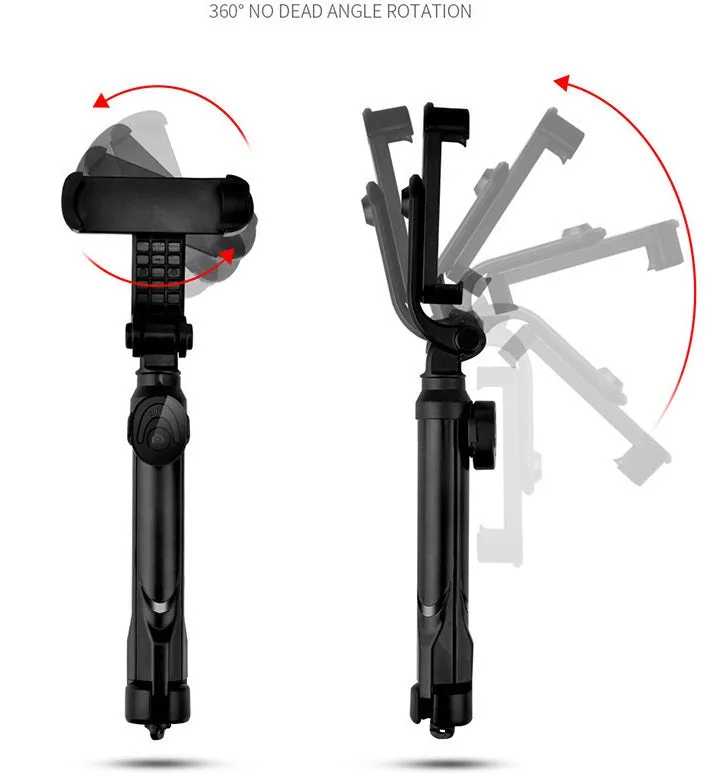 XT09 Tripod Stand Extendable 360?? Rotation Self-timer Bluetooth Selfie Stick Monopod Foldable Live XT10 Mobile Phone Bracket XT09 green