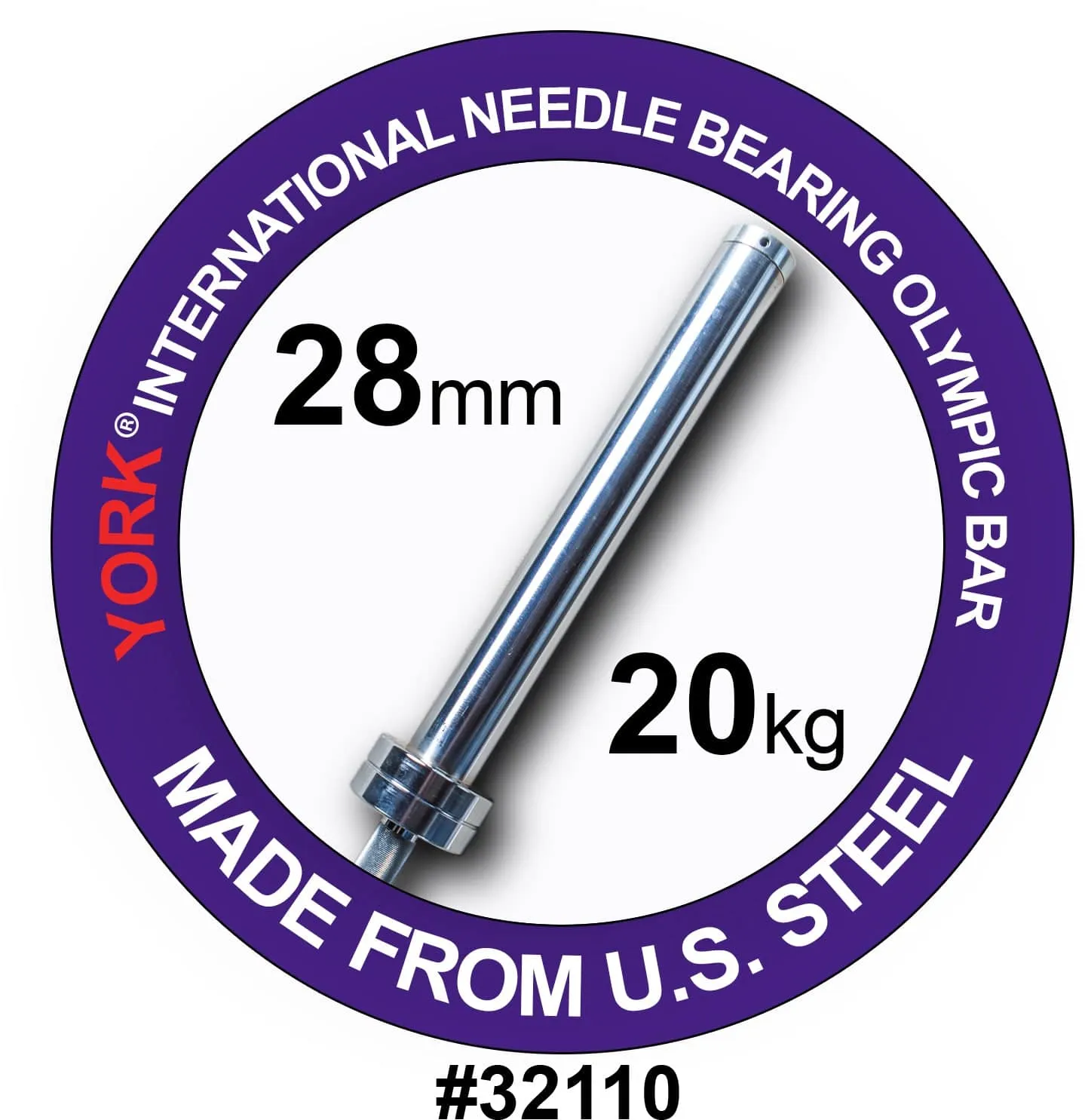 York Barbell | International Men's Needle-Bearing Olympic Training Bar (28mm)