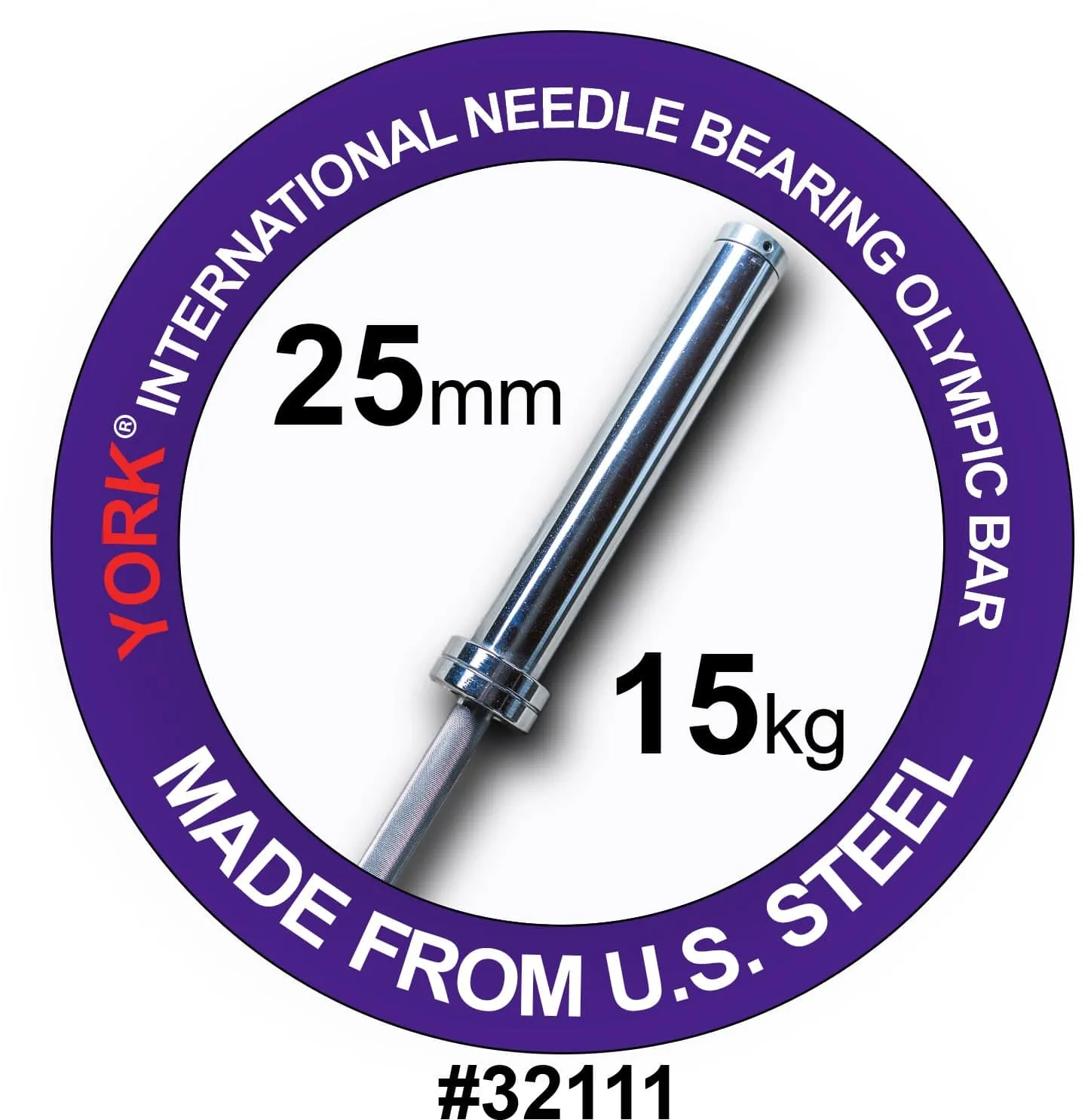 York Barbell | International Women's Needle-Bearing Olympic Training Bar - 6.5ft (25mm)
